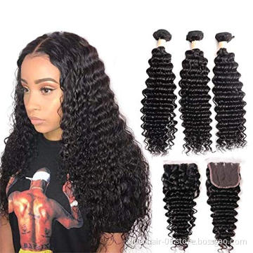 Cuticle Virgin Hair Deep Wave Crochet Bundles Cuticle Aligned Human Closure Vendors For Black Women